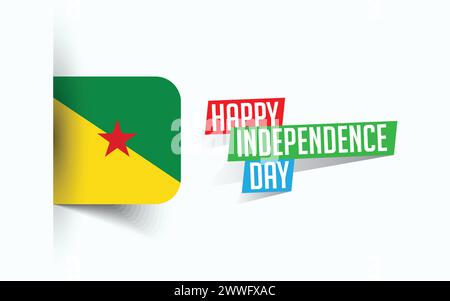 Happy Independence Day of French Guiana Vector illustration, national day poster, greeting template design, EPS Source File Stock Vector