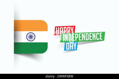 Happy Independence Day of India Vector illustration, national day poster, greeting template design, EPS Source File Stock Vector