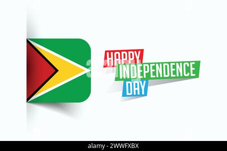 Happy Independence Day of Guyana Vector illustration, national day poster, greeting template design, EPS Source File Stock Vector