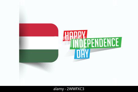 Happy Independence Day of Hungary Vector illustration, national day poster, greeting template design, EPS Source File Stock Vector