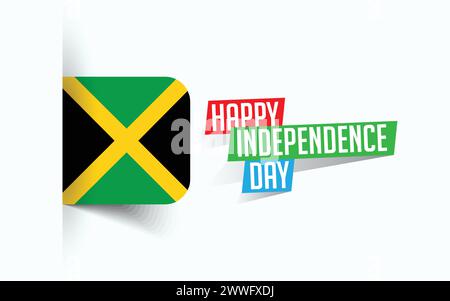 Happy Independence Day of Jamaica Vector illustration, national day poster, greeting template design, EPS Source File Stock Vector