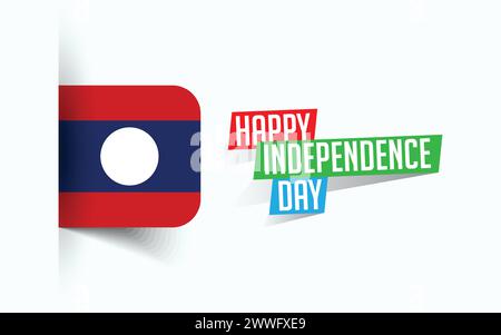 Happy Independence Day of Laos Vector illustration, national day poster, greeting template design, EPS Source File Stock Vector