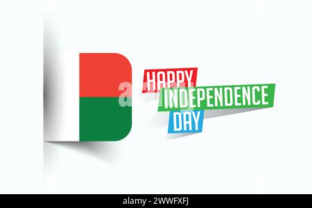 Happy Independence Day of Madagascar Vector illustration, national day poster, greeting template design, EPS Source File Stock Vector