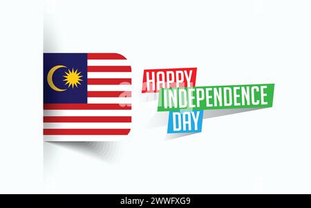 Happy Independence Day of Malaysia Vector illustration, national day poster, greeting template design, EPS Source File Stock Vector