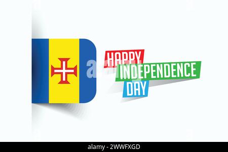 Happy Independence Day of Madeira Vector illustration, national day poster, greeting template design, EPS Source File Stock Vector