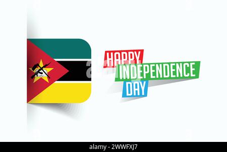 Happy Independence Day of Mozambique Vector illustration, national day poster, greeting template design, EPS Source File Stock Vector