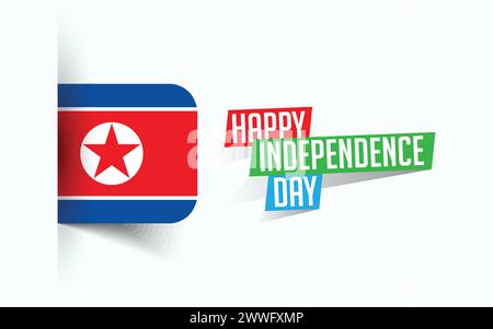 Happy Independence Day of North Korea Vector illustration, national day poster, greeting template design, EPS Source File Stock Vector