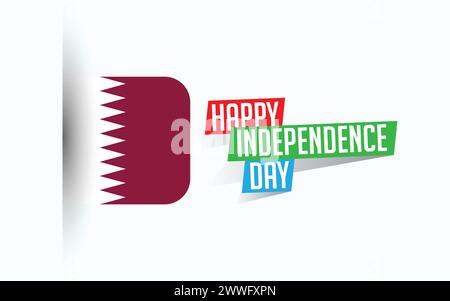 Happy Independence Day of Qatar Vector illustration, national day poster, greeting template design, EPS Source File Stock Vector