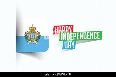 Happy Independence Day of San Marino Vector illustration, national day poster, greeting template design, EPS Source File Stock Vector