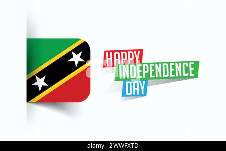 Happy Independence Day of Saint Kitts and Nevis Vector illustration, national day poster, greeting template design, EPS Source File Stock Vector