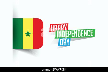 Happy Independence Day of Senegal Vector illustration, national day poster, greeting template design, EPS Source File Stock Vector