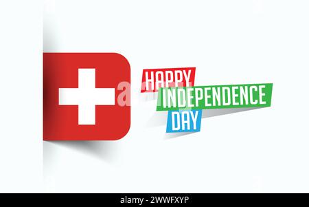 Happy Independence Day of Switzerland Vector illustration, national day poster, greeting template design, EPS Source File Stock Vector