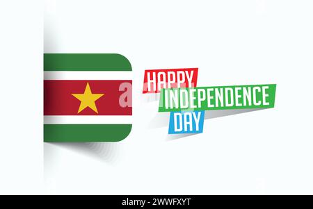 Happy Independence Day of Suriname Vector illustration, national day poster, greeting template design, EPS Source File Stock Vector