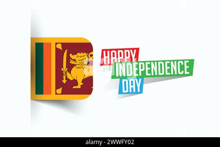 Happy Independence Day of Sri Lanka Vector illustration, national day poster, greeting template design, EPS Source File Stock Vector