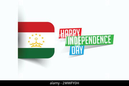 Happy Independence Day of Tajikistan Vector illustration, national day poster, greeting template design, EPS Source File Stock Vector