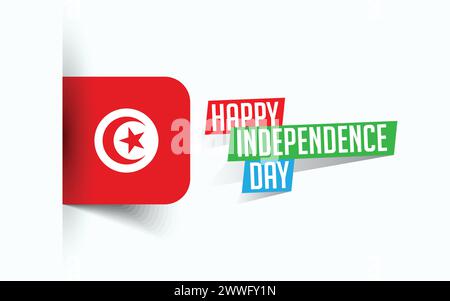 Happy Independence Day of Tunisia Vector illustration, national day poster, greeting template design, EPS Source File Stock Vector