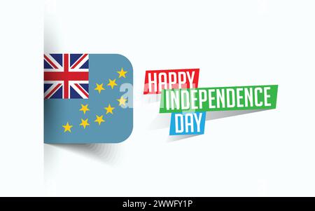 Happy Independence Day of Tuvalu Vector illustration, national day poster, greeting template design, EPS Source File Stock Vector