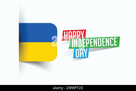 Happy Independence Day of Ukraine Vector illustration, national day poster, greeting template design, EPS Source File Stock Vector