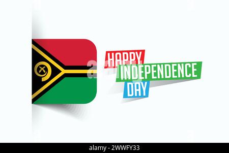 Happy Independence Day of Vanuatu Vector illustration, national day poster, greeting template design, EPS Source File Stock Vector