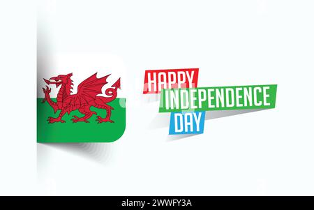 Happy Independence Day of Wales Vector illustration, national day poster, greeting template design, EPS Source File Stock Vector
