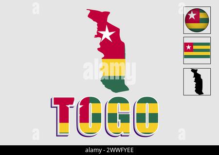 Togo flag and map in a vector graphic Stock Vector