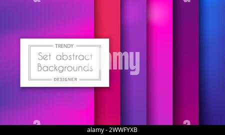 A set of trending patterns of purple ultraviolet style backgrounds for web design and conceptual illustration, presentations and applications Stock Vector