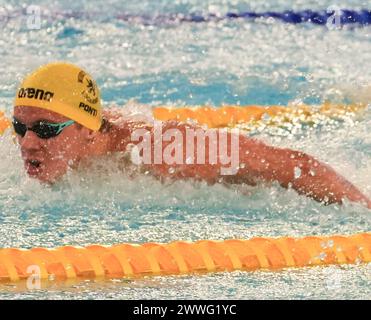 Saint Germain En Laye, France. 23rd Mar, 2024. © Laurent Lairys/MAXPPP - Noe Ponti of Suisse Finale 100 M Butterfly during the Giant Open 2024, Swimming event on March 23, 2024 at Le DÃ´me in Saint-Germain-en-Laye, France - Photo Laurent Lairys/MAXPPP Credit: MAXPPP/Alamy Live News Stock Photo