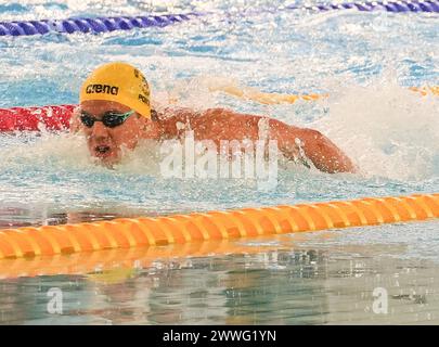 Saint Germain En Laye, France. 23rd Mar, 2024. © Laurent Lairys/MAXPPP - Noe Ponti of Suisse Finale 100 M Butterfly during the Giant Open 2024, Swimming event on March 23, 2024 at Le DÃ´me in Saint-Germain-en-Laye, France - Photo Laurent Lairys/MAXPPP Credit: MAXPPP/Alamy Live News Stock Photo