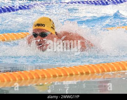 Saint Germain En Laye, France. 23rd Mar, 2024. © Laurent Lairys/MAXPPP - Noe Ponti of Suisse Finale 100 M Butterfly during the Giant Open 2024, Swimming event on March 23, 2024 at Le DÃ´me in Saint-Germain-en-Laye, France - Photo Laurent Lairys/MAXPPP Credit: MAXPPP/Alamy Live News Stock Photo