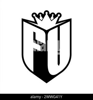 FV Letter bold monogram with shield shape and sharp crown inside shield ...