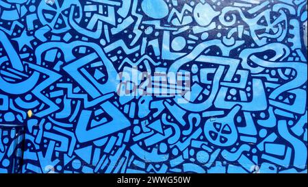 Stockholm, Snosatra, Sweden, May 23 2021. Graffiti exhibition on the outskirts of the city. Intertwining. Stock Photo