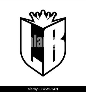 Lb Letter Bold Monogram With Shield Shape And Sharp Crown Inside Shield 