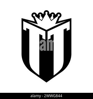 TT Letter monogram with shield shape with crown black and white color ...