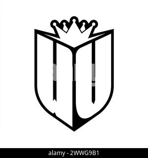 WV Letter bold monogram with shield shape and sharp crown inside shield black and white color design template Stock Photo