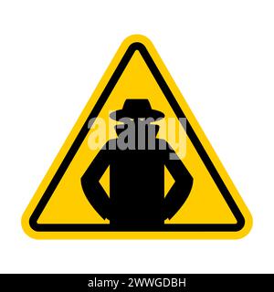 Attention spy. Caution secret agent! Triangular road sign Stock Vector