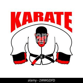 Karate Gorilla mascot. Monkey in judo kimono. Angry sport animal Stock Vector