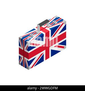 Retro suitcase from UK. British flag on travel suitcase Stock Vector
