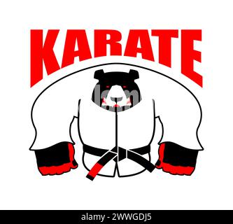 Karate Bear mascot. grizzly in judo kimono. Angry sport animal Stock Vector