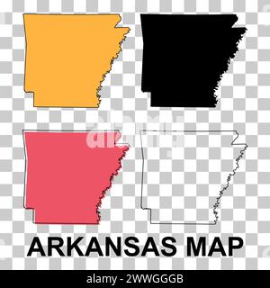 Set of Arkansas map, united states of america. Flat concept icon symbol vector illustration . Stock Vector