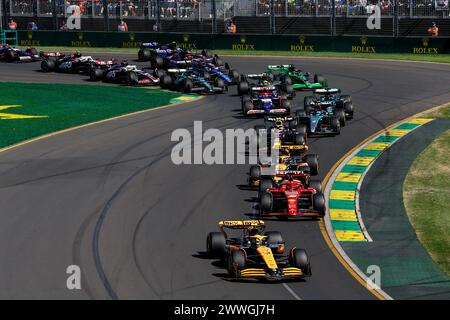 Melbourne, Australie. 24th Mar, 2024. Start during the Formula 1 Rolex Australian Grand Prix 2024, 3rd round of the 2024 Formula One World Championship from March 22 to 24, 2024 on the Albert Park Circuit, in Melbourne, Australia - Photo DPPI Credit: DPPI Media/Alamy Live News Stock Photo