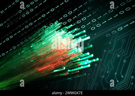 Optical fiber strands, binary code and circuit board, multiple exposure ...