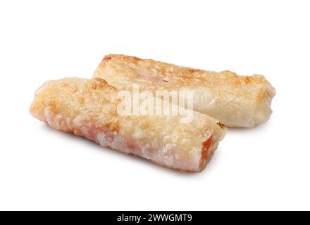 Delicious fried spring rolls isolated on white Stock Photo