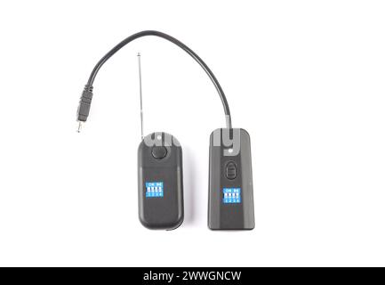 Wireless remote shutter on white background Stock Photo