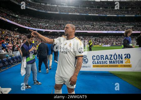 Madrid, Spain. 23rd Mar, 2024. Roberto Carlos seen during the Corazón Classic Match between Real Madrid Legends and FC Porto Vintage at Santiago Bernabéu Stadium. Final score; Real Madrid Legends 0:1 FC Porto Vintage. Credit: SOPA Images Limited/Alamy Live News Stock Photo