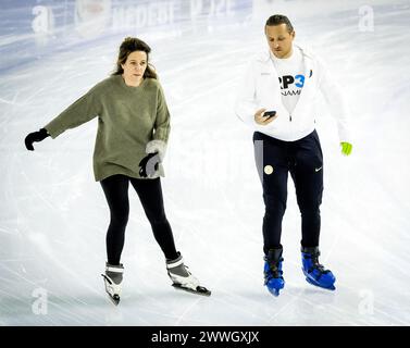 HEERENVEEN - Princess Annette on the Thialf ice rink during the kick-off of De Hollandse 100. The duathlon is held annually to raise money for research into the nature and treatment of lymphoma. ANP KOEN VAN WEEL netherlands out - belgium out Stock Photo