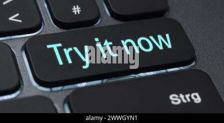 Illuminated keyboard with a labeled key - Try it now Stock Photo