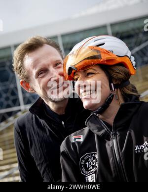 HEERENVEEN - Prince Bernhard and Princess Annette on the Thialf ice rink during the kick-off of De Hollandse 100. The duathlon is held annually to raise money for research into the nature and treatment of lymphatic cancer. ANP KOEN VAN WEEL netherlands out - belgium out Stock Photo