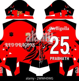 red dragon digital tshirt design for sublimation Stock Vector