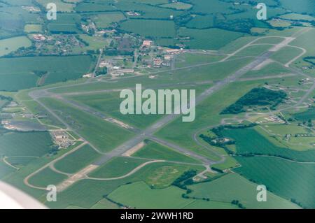 MDP Wethersfield, formerly RAF Wethersfield, in Essex, UK. Runway layout viewed from above. Used by wartime RAF and Cold War USAF aircraft Stock Photo