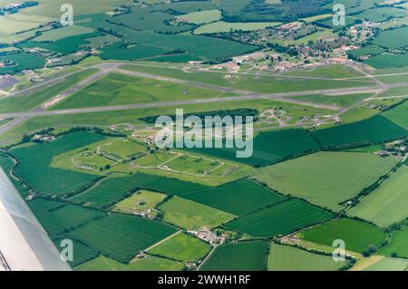 MDP Wethersfield, formerly RAF Wethersfield, in Essex, UK. Runway layout viewed from above. Used by wartime RAF and Cold War USAF aircraft Stock Photo